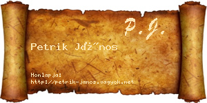 Petrik János névjegykártya