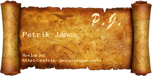 Petrik János névjegykártya